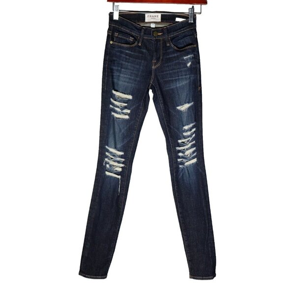 Frame Women's Size 23 Indiana Square Le Skinny De Jeanne Jeans Low-Rise Denim - Picture 1 of 8